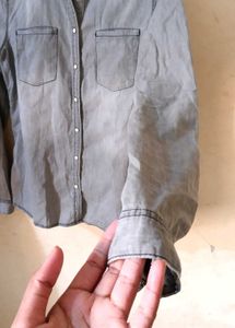 Gray Denim Button-Down Shirt