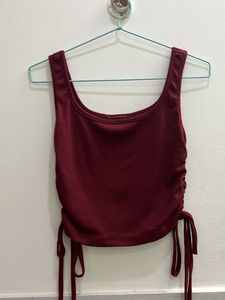 Maroon Ribbed Tank Top