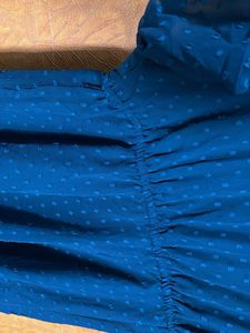 Flowy Blue Swiss Dot Midi Dress