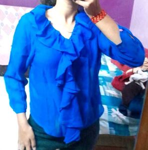 Blue Shirt With Frill Detailing💙