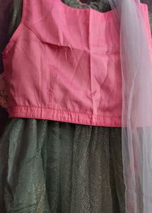 Elegant Pink &amp; Green Girls Dress