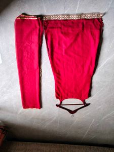 Red Embroidered Kurta Set( L)