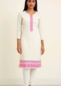 Elegant Embroidered Tunic Dress🤍🤍