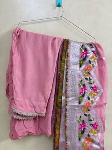 Pink Suit set with Banarasi Dupatta