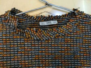 ZARA Checkered Woolen Top