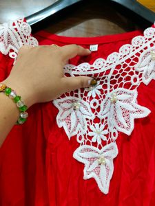 Red Lace Trim Caftan