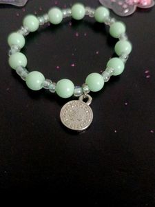 Mint Green Beaded Charm Bracelet