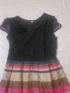 Lace Top Striped Dress