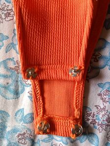 Orange and Black Bodysuit with Collar