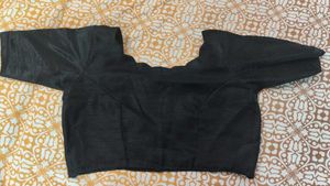 (No Spot) Black Saree With Blouse