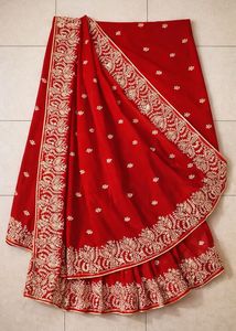 Pure Deisgner Red Pita Gota Work Saree With Blouse