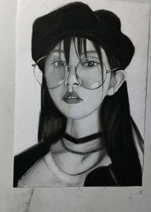 Girl with Glasses &amp; Hat Art