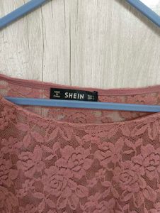 Shein Pink Lace Crop Top