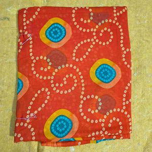 Orange Bandhani Print Saree