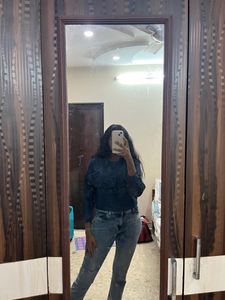 Dark Blue Ruffle Top