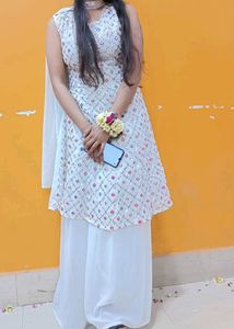 White Plazo Set