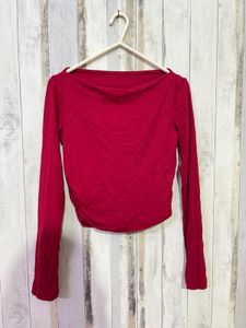 Red Long Sleeve Top &amp; Wide Leg Jeans
