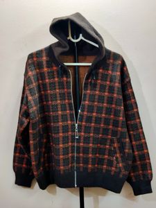 premium mens plaid tartan hooded jacket.(imported)