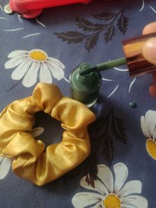 Golden Yellow Scrunchie &amp; nail paint