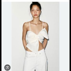 Zara White Bow Detail Top