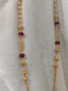 Elegant Gold &amp; Ruby Beaded Chain
