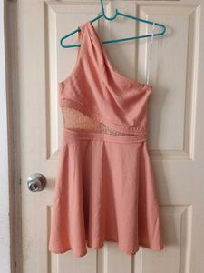 Peach One-Shoulder Dress