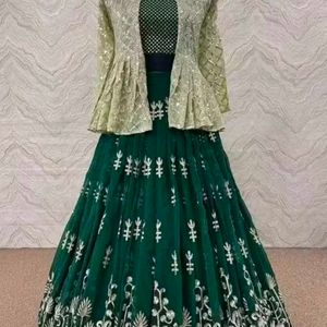 Green Embroidered Lehenga Choli