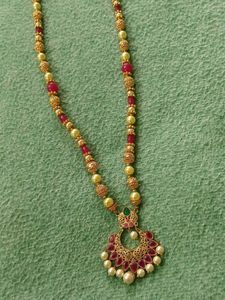 Handmade Gold Beads And Pearls Necklace