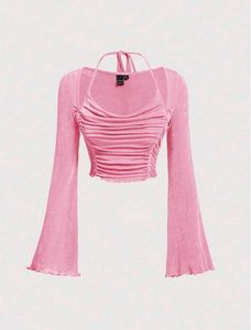 Aesthetic Pink Tie up Long Sleeve Top