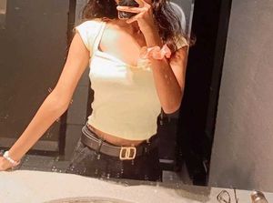 Yellow Sweetheart Neck Crop Top