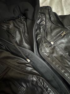Leather Jacket With Hoodie