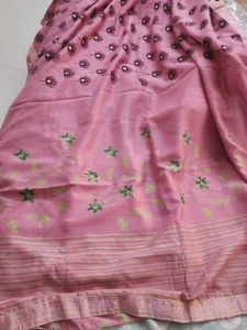 new pink saree with blouse piece