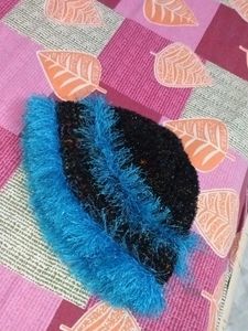 BLACK AND BLUE WOOLEN CAP (HANDMADE NEW)