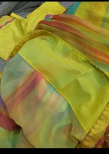 Yellow Georgette Saree With Blouse Peticoat