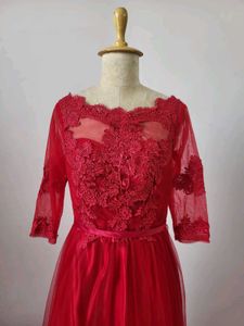 Elegant Red Lace Maxi Dress