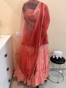 Red &amp; Pink Embellished Indian 3-Piece Set