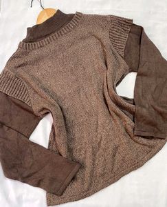 Vintage Brown Checkered Knit Sweater B