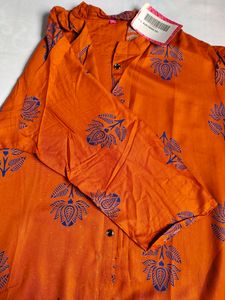 Orange Printed Kurta