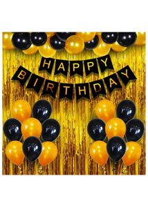 Gold & Black Birthday Party Decoration Set
