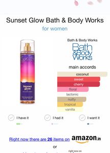 Bbw Sunset Glow Bodymist 10ml Sample