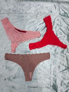 Lace Thong Panties - 3 Pack