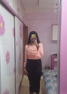 Pink Long Sleeve Halter Top