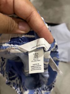 H&amp;M Blue &amp; White Patterned Shorts