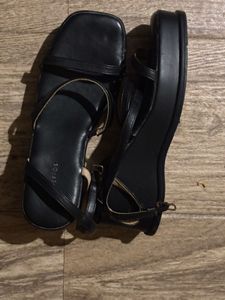 Black Strappy Square Toe Sandals