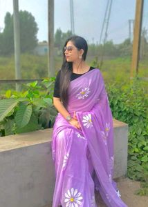Hand-painted Khadi Cotton saree