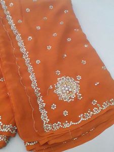 Orange Carrot Sequence Work Saree With Blouse🤞💕