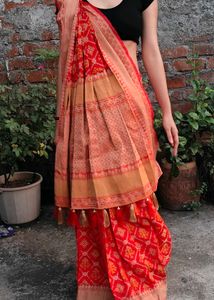 Red & Gold patola Saree