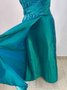 Teal Strapless Evening Gown