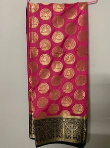 Pink & Gold Peacock Saree