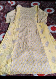 Yellow Printed A Line Dress